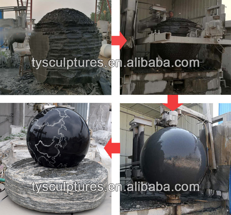 Garden Granite Floating Ball Fountain Stone Fengshui Sphere Water Fountain