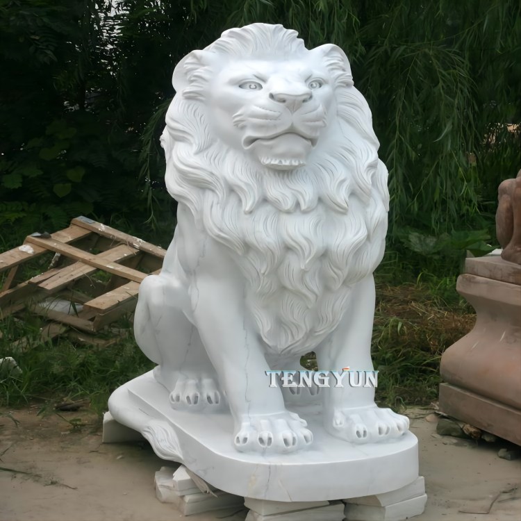 Zahradní mramorový lev kamenné sochy zvířat (4) (1)