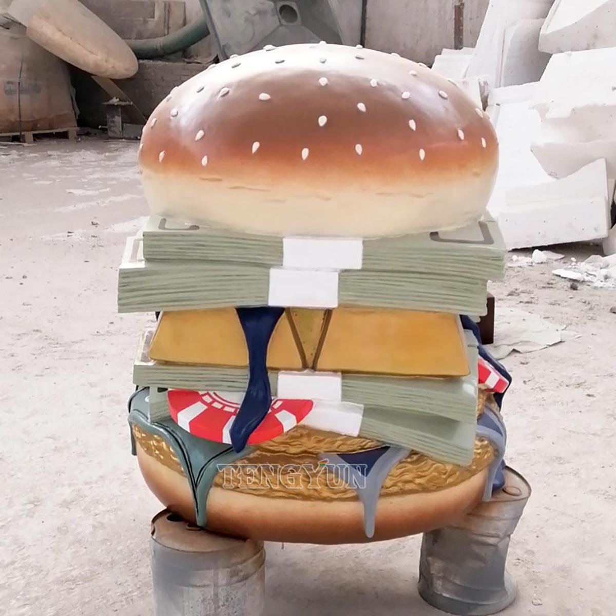 Dekorative große Fiberglas-Hamburger-Skulptur für den Innenbereich (4) 1