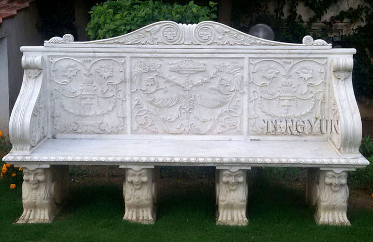 Banc de marbre blanc décoratif d'intérieur de grande taille (17)