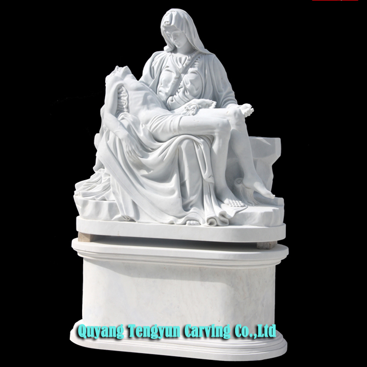 Cerflun Pieta Marmor Maint Mawr Cerflun Catholig Crefyddol (6)