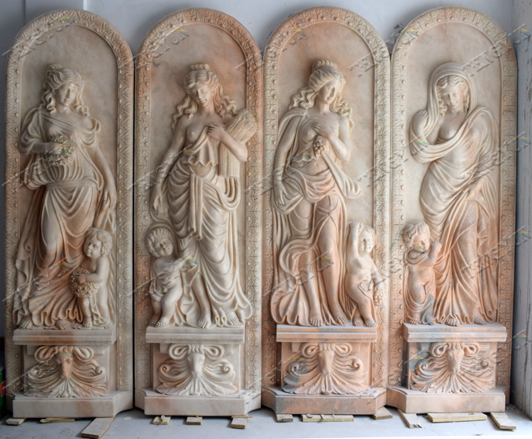 Malaking Stone Relief Marble Wall Relief na May Figure Carvings (13)