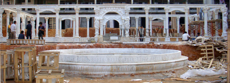 Liela izmēra marmora lapenes skulptūra āra akmens paviljons (3)