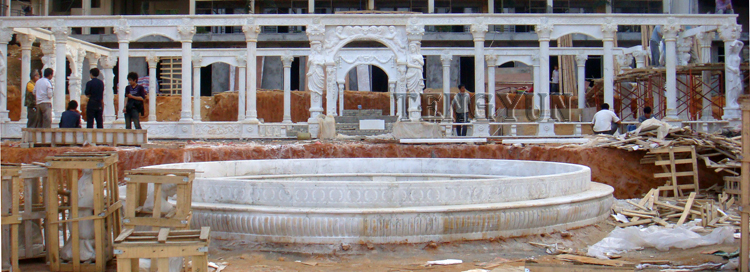 Scultura gazebo in marmo di grandi dimensioni padiglione in pietra da esterno (3)