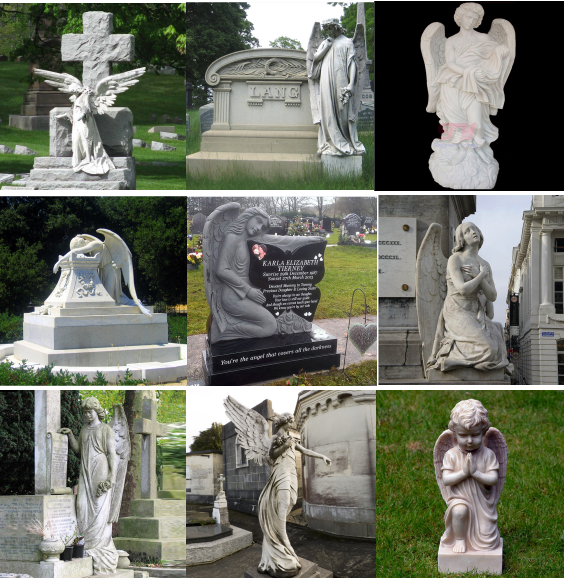 Več sttaues pokopaliških angelov
