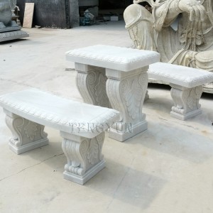 Dekoracyjny marmurowy stół i ławka ogrodowa na zewnątrz (2)