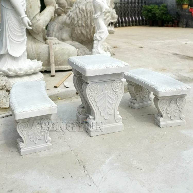 Tabili Marble Ohun ọṣọ Ọgba ita gbangba Ati ibujoko (8)