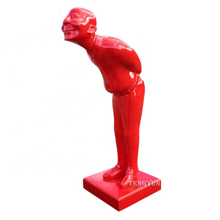 مجسمه مرد قرمز فایبرگلاس تزئینی سالن یا درگاه آثار هنری رزین برای فروش (2)