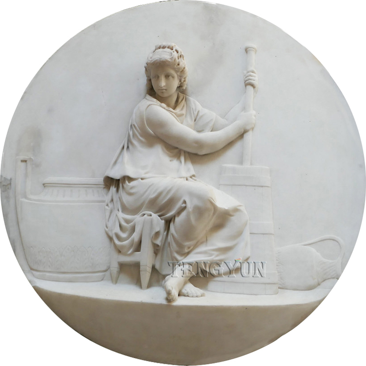 Akmens reljefs Baltā marmora dāmas statujas sienas reljefs (1)