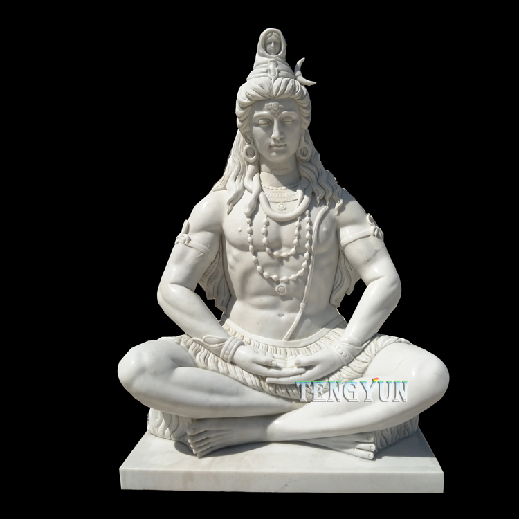 Hvit marmor Lord Of Shiva Hinduism Statue (12)