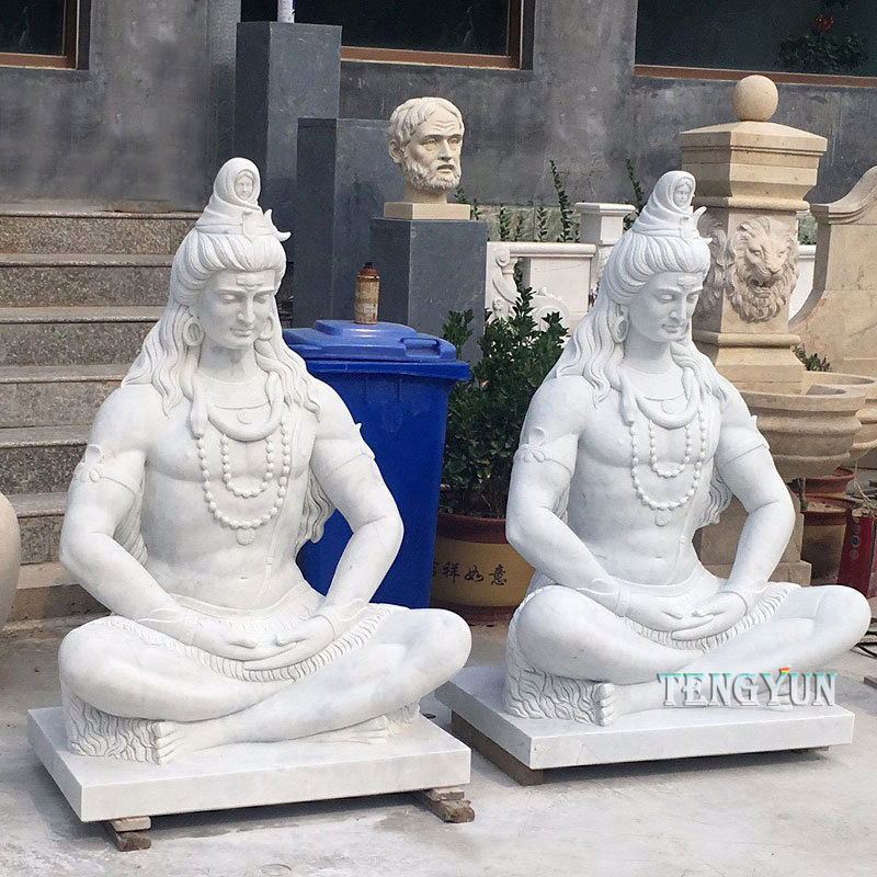 Shivako jauna hinduismoaren marmol zuriaren estatua (8)
