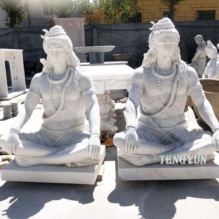पांढऱ्या संगमरवरी भगवान शिव हिंदू पुतळा (9)