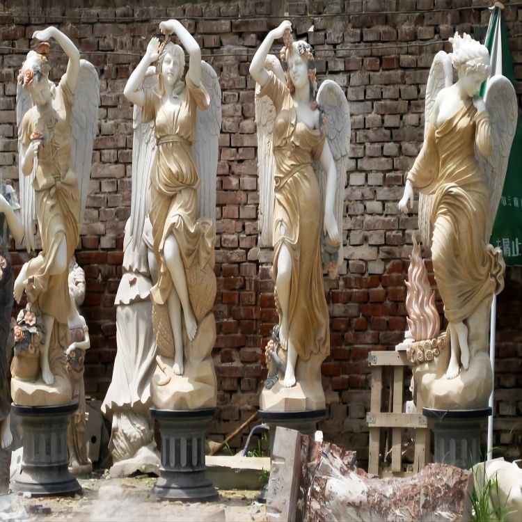Pob zeb plaub lub caij Angel Sculptures (1) (1)