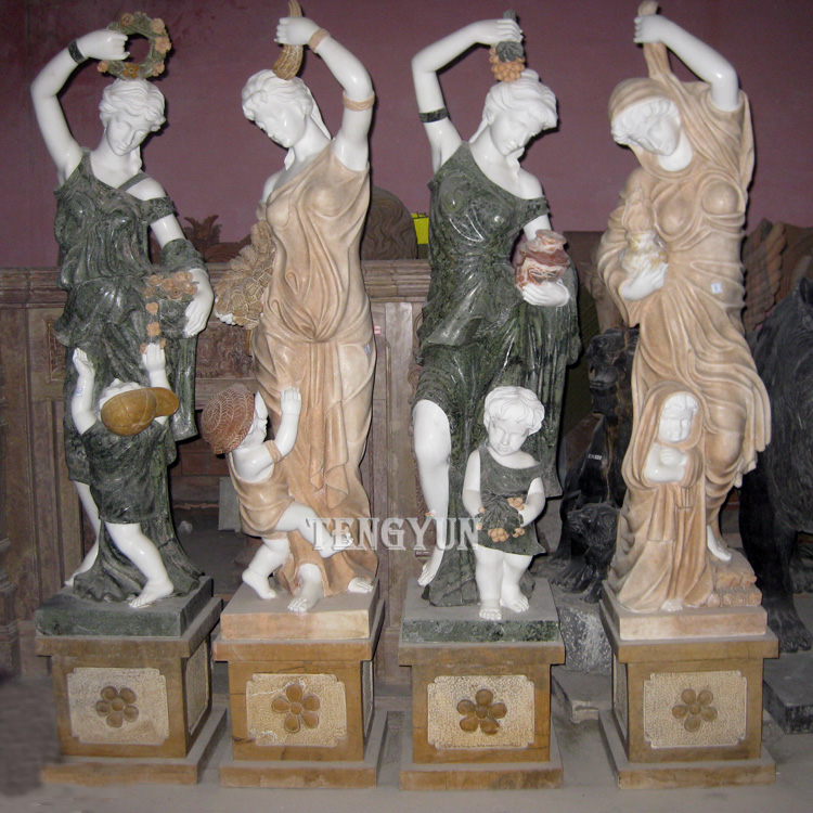 akmens četru sezonu dievietes statujas