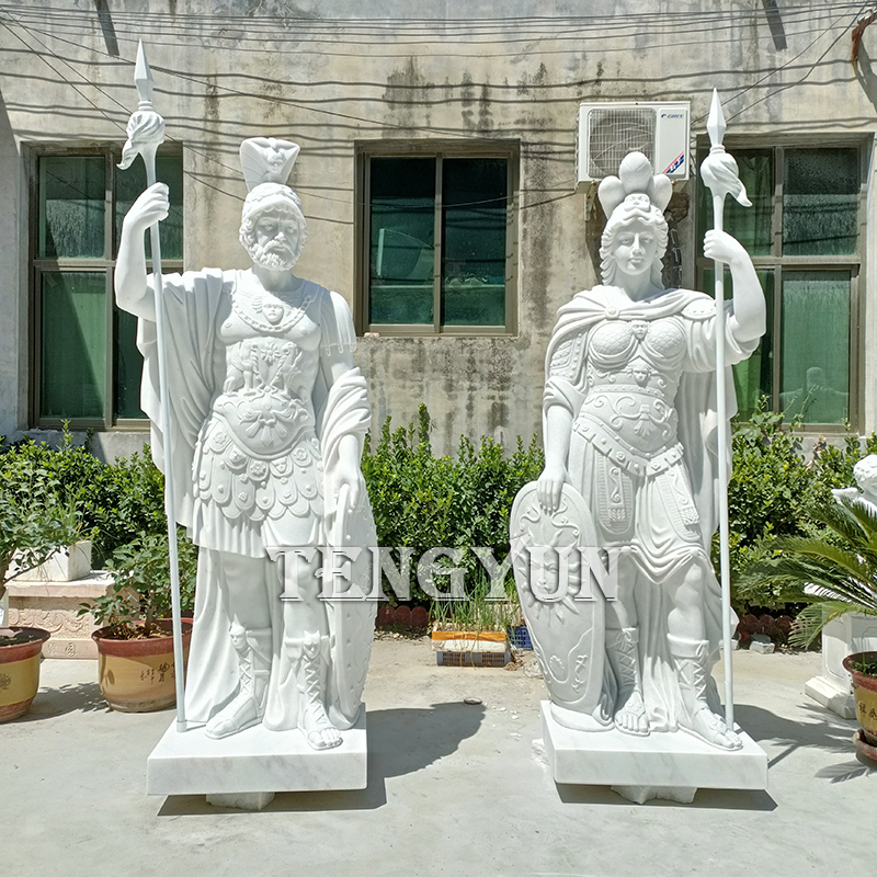 Ancient Roman Warrior Statues-Quyang Tengyun Carving Co., Ltd.|Hand-Carved Marble, Custom Sizes