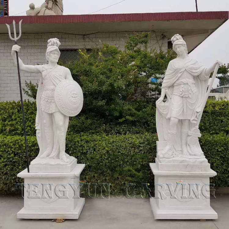 Ancient Roman Warrior Statues-Quyang Tengyun Carving Co., Ltd.|Hand-Carved Marble, Custom Sizes