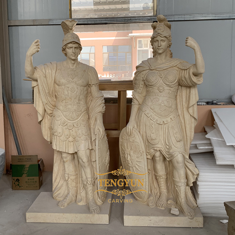Ancient Roman Warrior Statues-Quyang Tengyun Carving Co., Ltd.|Hand-Carved Marble, Custom Sizes
