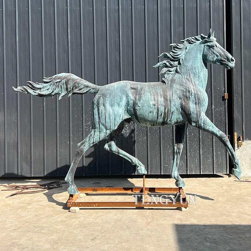 Antique Bronze Horse Statue Metal Stallion Sculpture
