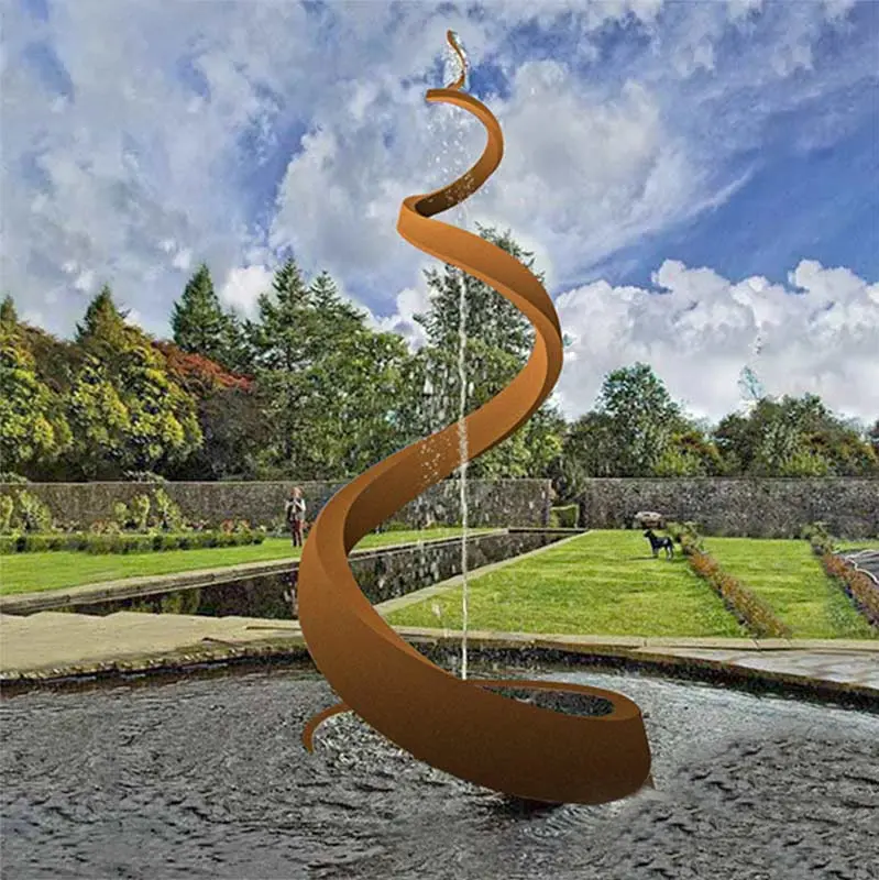 Outdoor Metal Garden Weathering Steel Rust Large Size Corten Steel Water Fountain