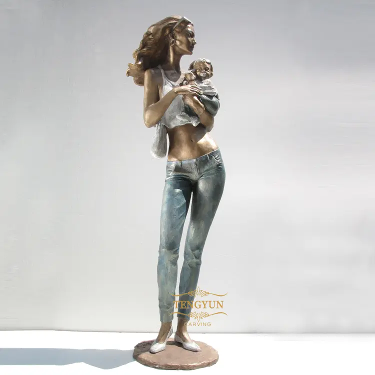 Beautiful Life Size Bronze Slim Female Statue For Sale
