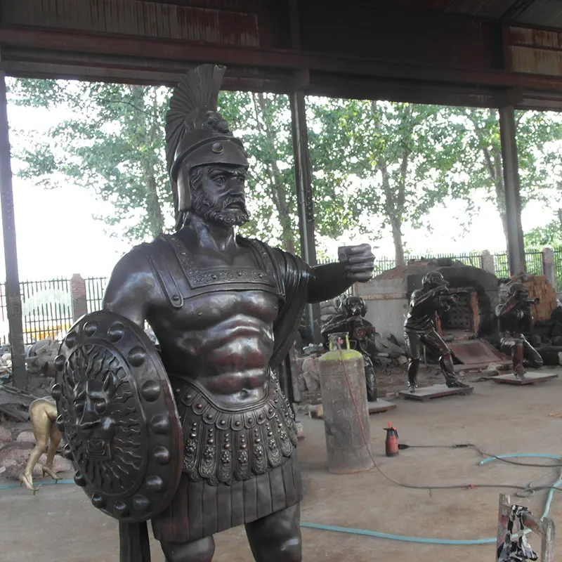 Bronze Roman human warrior with spear