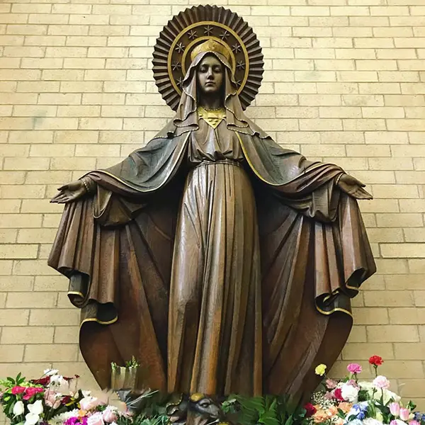 Bronze Virgin Mary statue