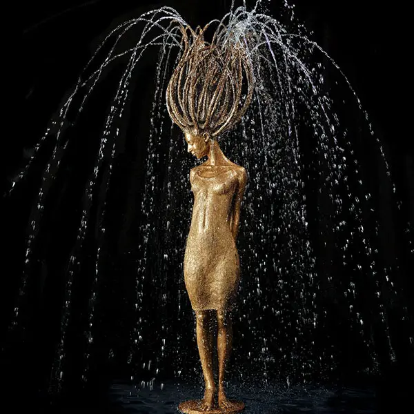 Bronze lady water fountain