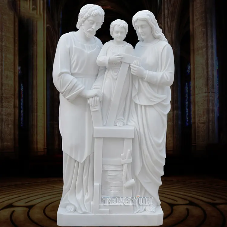 Catholic Stone Sculpture Custom Garden Art Antique Religious Holy Christian Family White Marble Statue