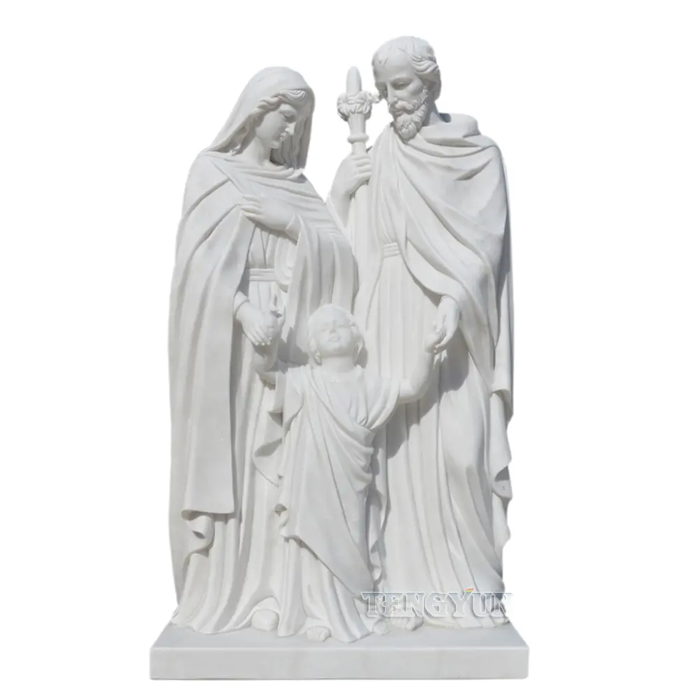 Catholic Stone Sculpture Custom Garden Art Antique Religious Holy Christian Family White Marble Statue