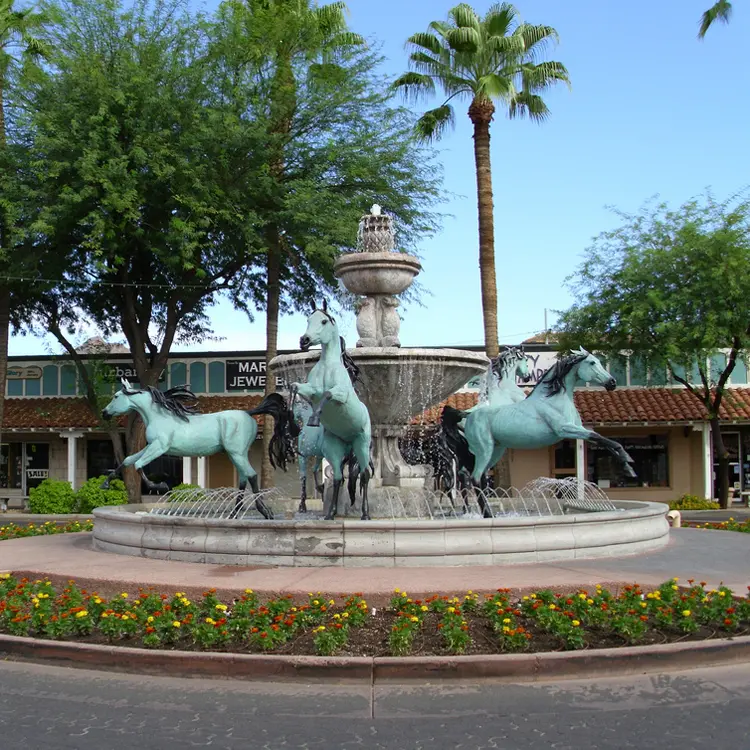 China Supplier Bronze Horse Sculptures And Marble Carved Water Fountain For Sale