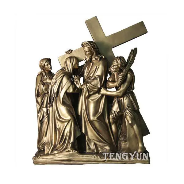Christian Religious Statues Bronze 14 Stations Of The Cross Statue For Sale