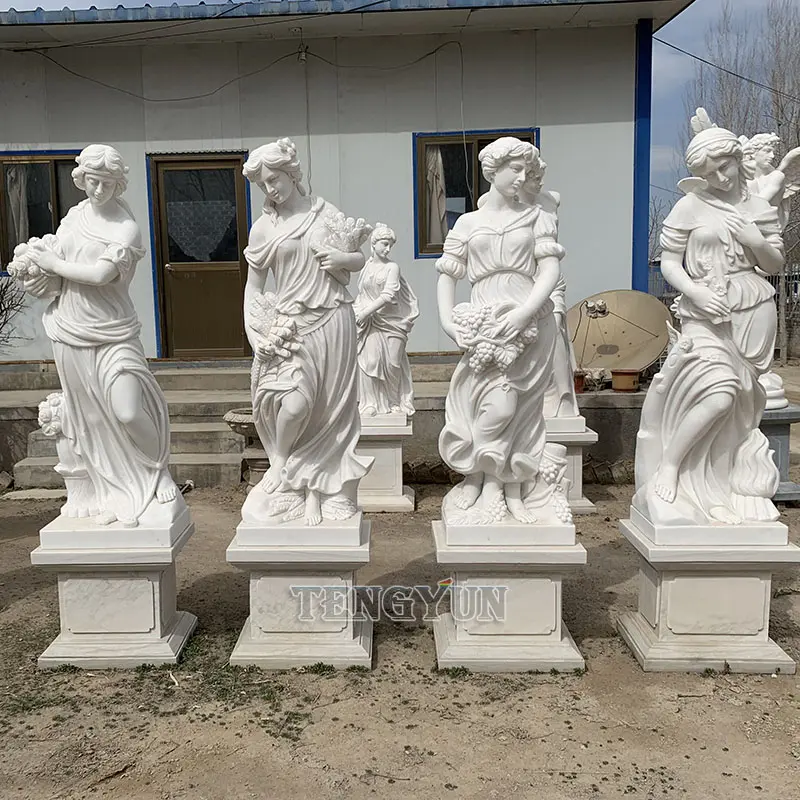 Classic Goddess Of The Four Seasons Sculpture Life-Size Set of Four Seasons Statuary Statues with Base
