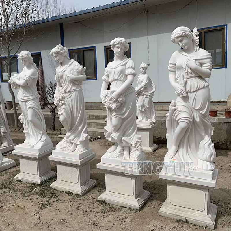 Classic Goddess Of The Four Seasons Sculpture Life-Size Set of Four Seasons Statuary Statues with Base