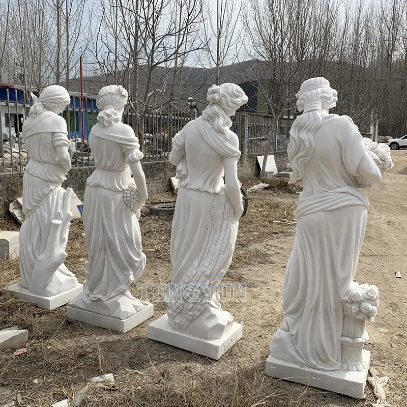 Classic Goddess Of The Four Seasons Sculpture Life-Size Set of Four Seasons Statuary Statues with Base