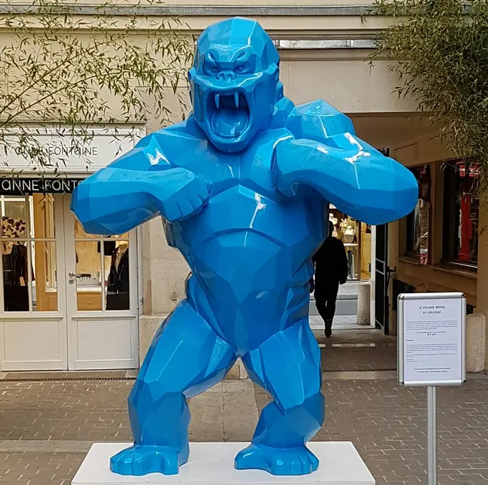 Colorful Geometric Gorilla Sculpture Abstract Street Decorative Animal Statues For Sale