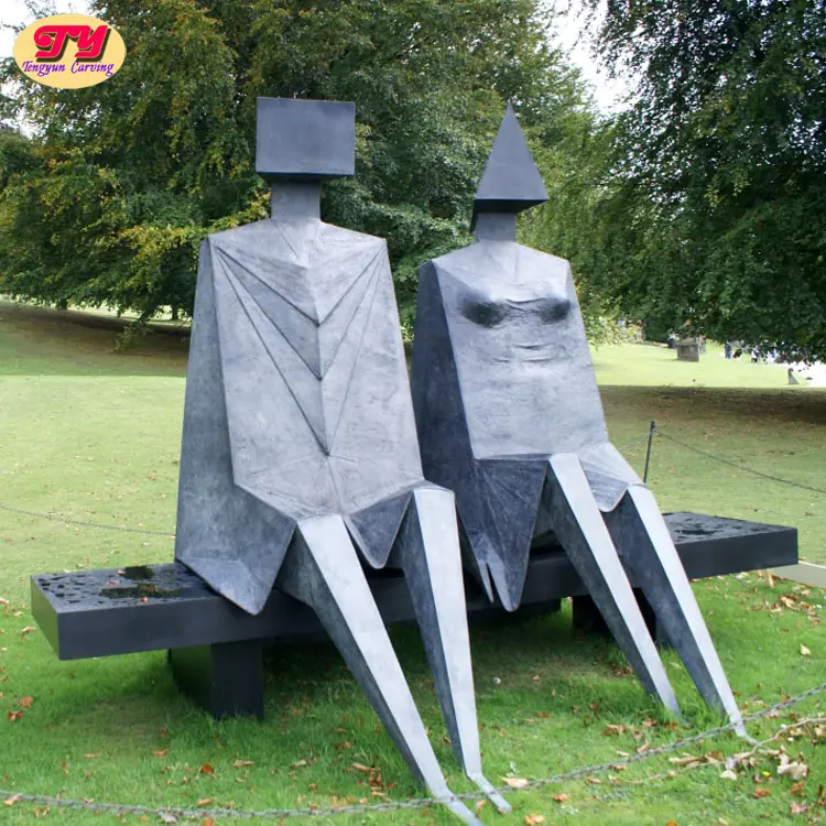 Custom Famous Lynn Chadwick Art Statues Bronze Abstract Sitting Couple Garden Decorative Sculpture