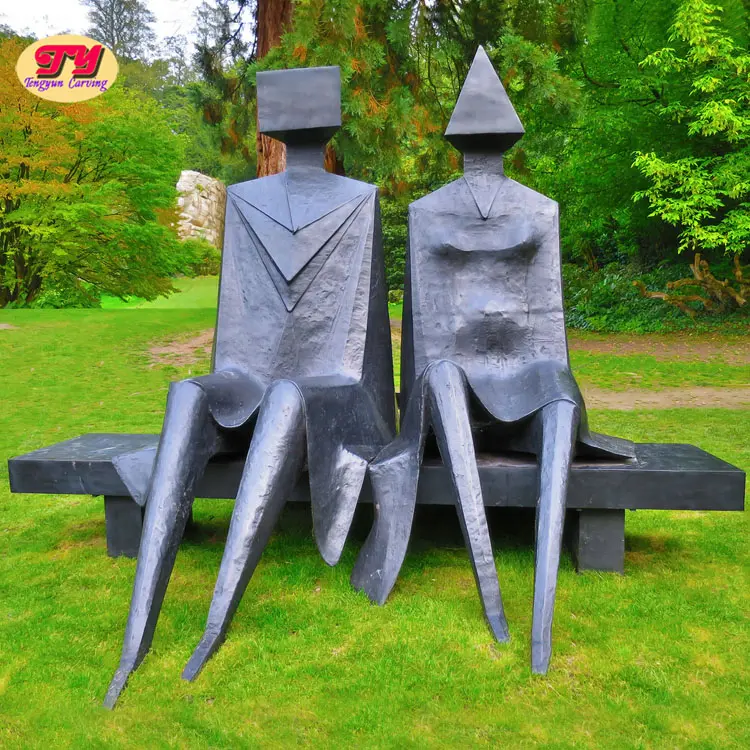 Custom Famous Lynn Chadwick Art Statues Bronze Abstract Sitting Couple Garden Decorative Sculpture
