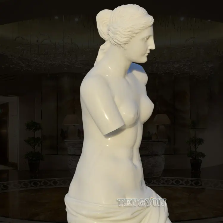 Custom Famous Natural White Marble Venus De Milo Statue Life Size Stone Antique Female Sculptures