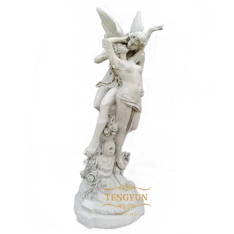 Custom Famous Statue Male Angel Kiss Naked Girl Resin Sculpture