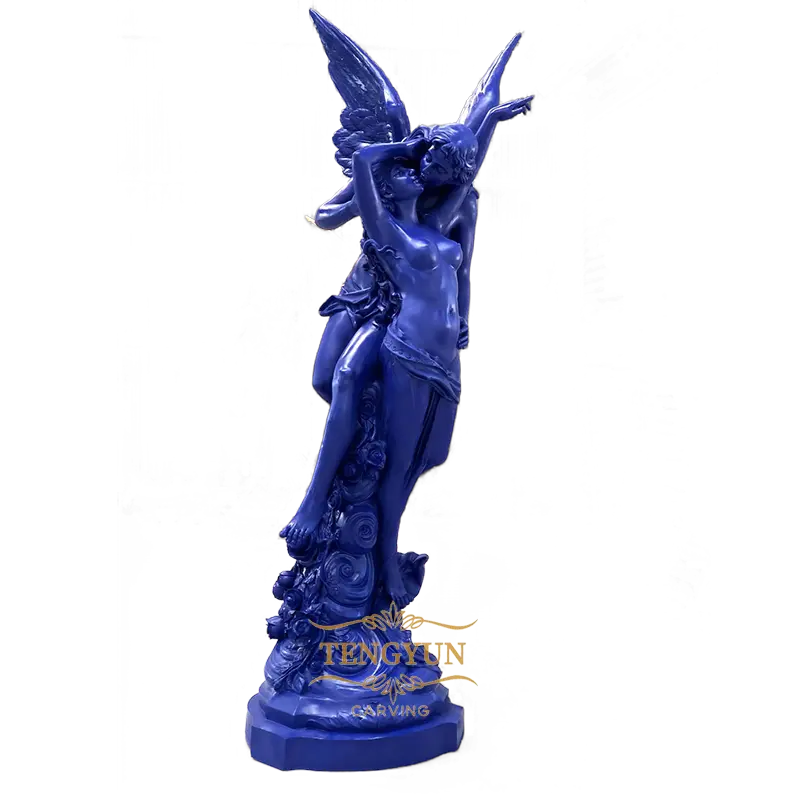 Custom Famous Statue Male Angel Kiss Naked Girl Resin Sculpture