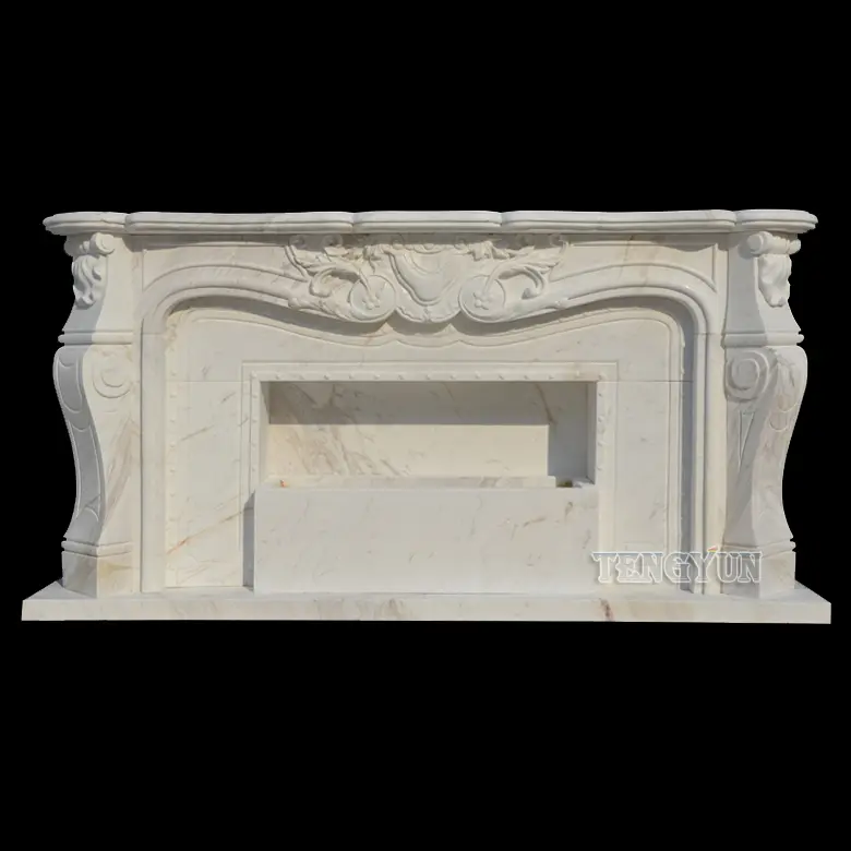 Custom Volakas White Marble Fireplace Surround Home Modern Large Size White And Black Granite Mantels