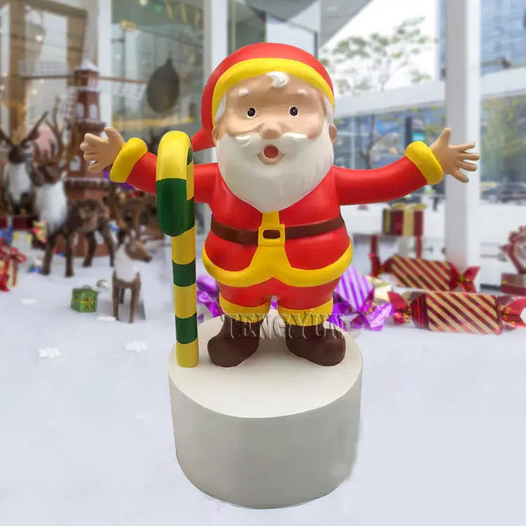Decorative Fiberglass Snowman Santa Claus Statue Resin Father Christmas Sculptures For Sale
