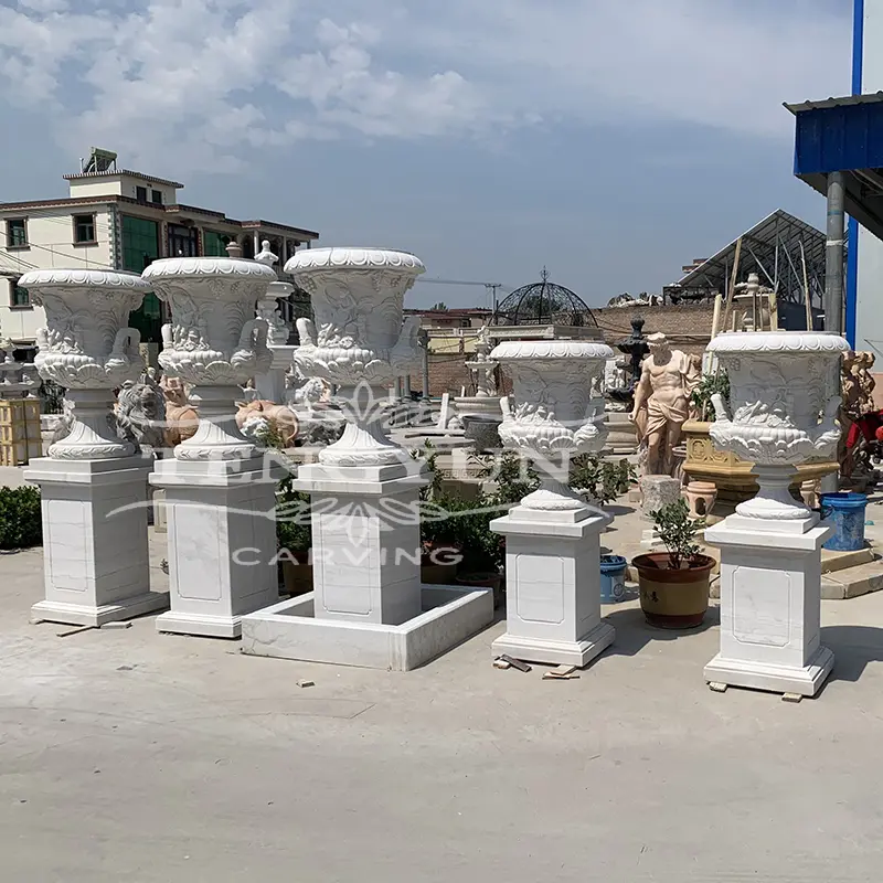 European Style Outdoor Decor Stone Plant Pot Marble Flower Pots For Sale