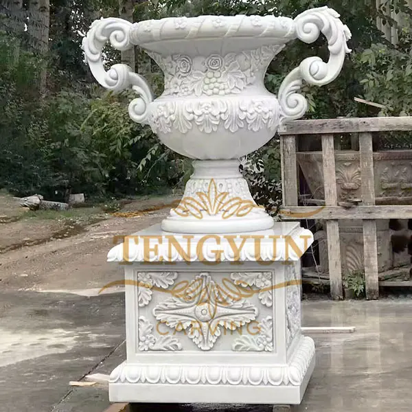 European style marble hand carved flowerpot