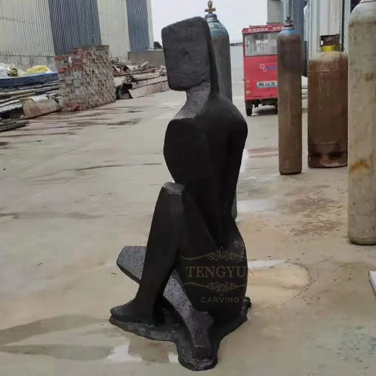 Factory Sales Life Size Abstract Sitting Person Sculpture Garden Modern Bronze Abstract Statue