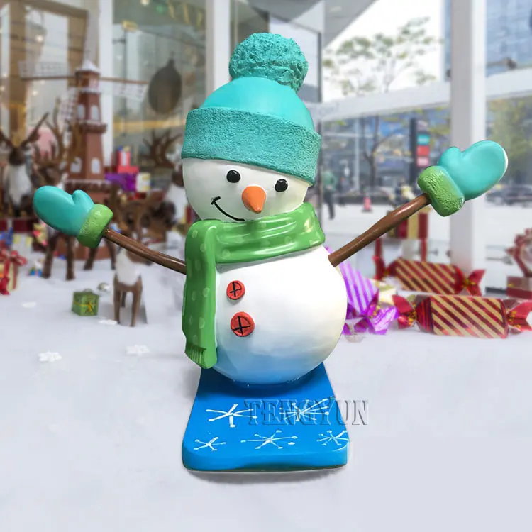 Fiberglass Snowman Statue Christmas Winter Decorative Sculpture