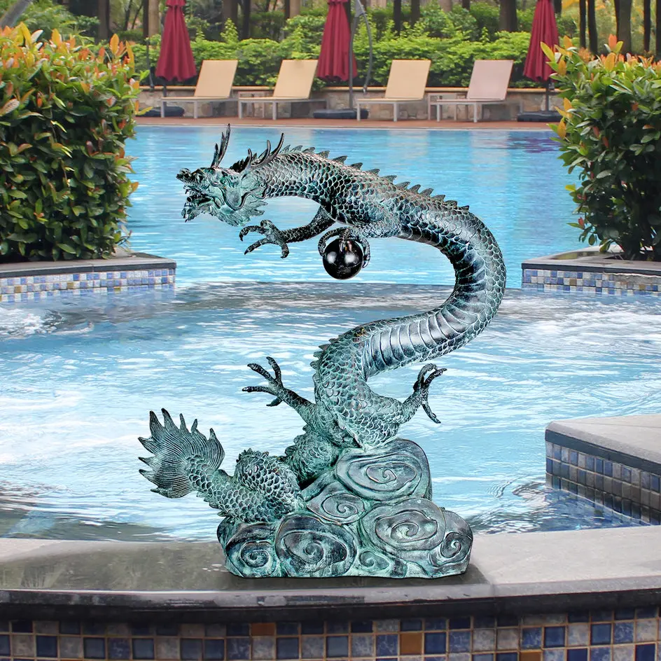 Garden Decorative Bronze Dragon Outdoor Water Fountain For Sale