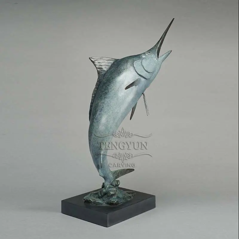 Garden Decorative Bronze Cast Marlin Fish Sculpture Water Fountain