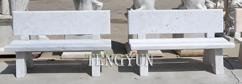Garden Decorative Marble Chair Hand Carved Stone Bench For Park