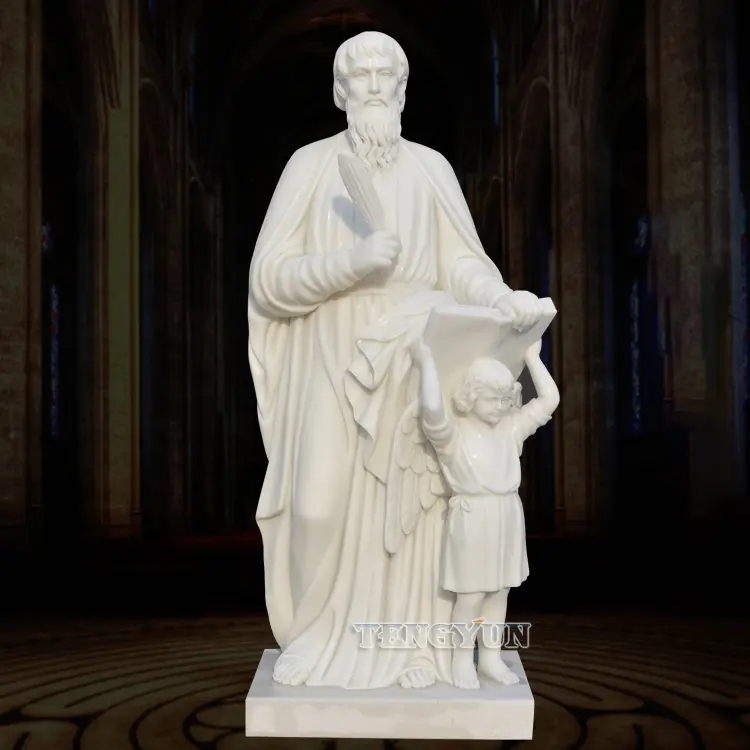 Garden Decorative Stone Twelve Apostles Sculptures Marble Four Saints Statues